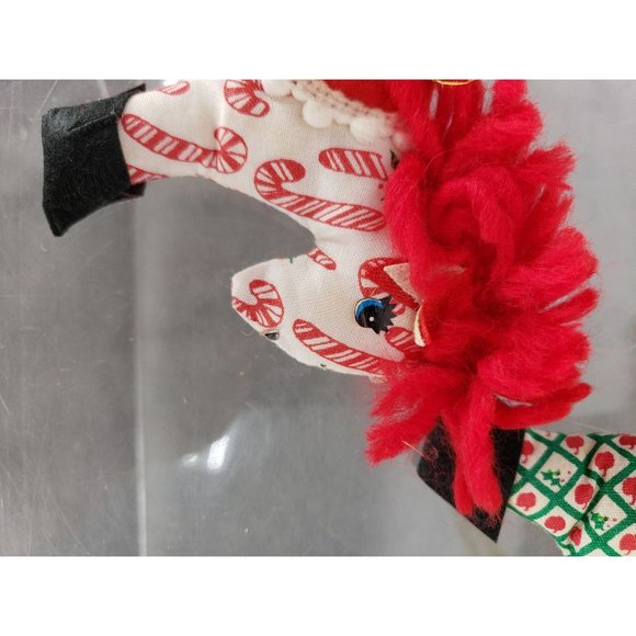 2 Handmade Vintage‎ Christmas Ornament Fabric Cut & Sew Prints Pony Horse Donkey - Picture 2 of 6